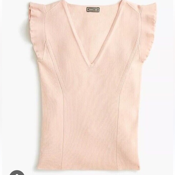 J.Crew Point Sur Merino Wool Ruffle Tank Sweater Light Pink, Size small - Picture 1 of 8